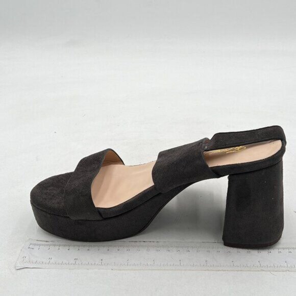 Grey Block High Platform Heel Peep Open Toe Sandals Ankle Strap - Picture 1 of 6